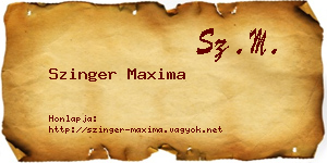 Szinger Maxima névjegykártya